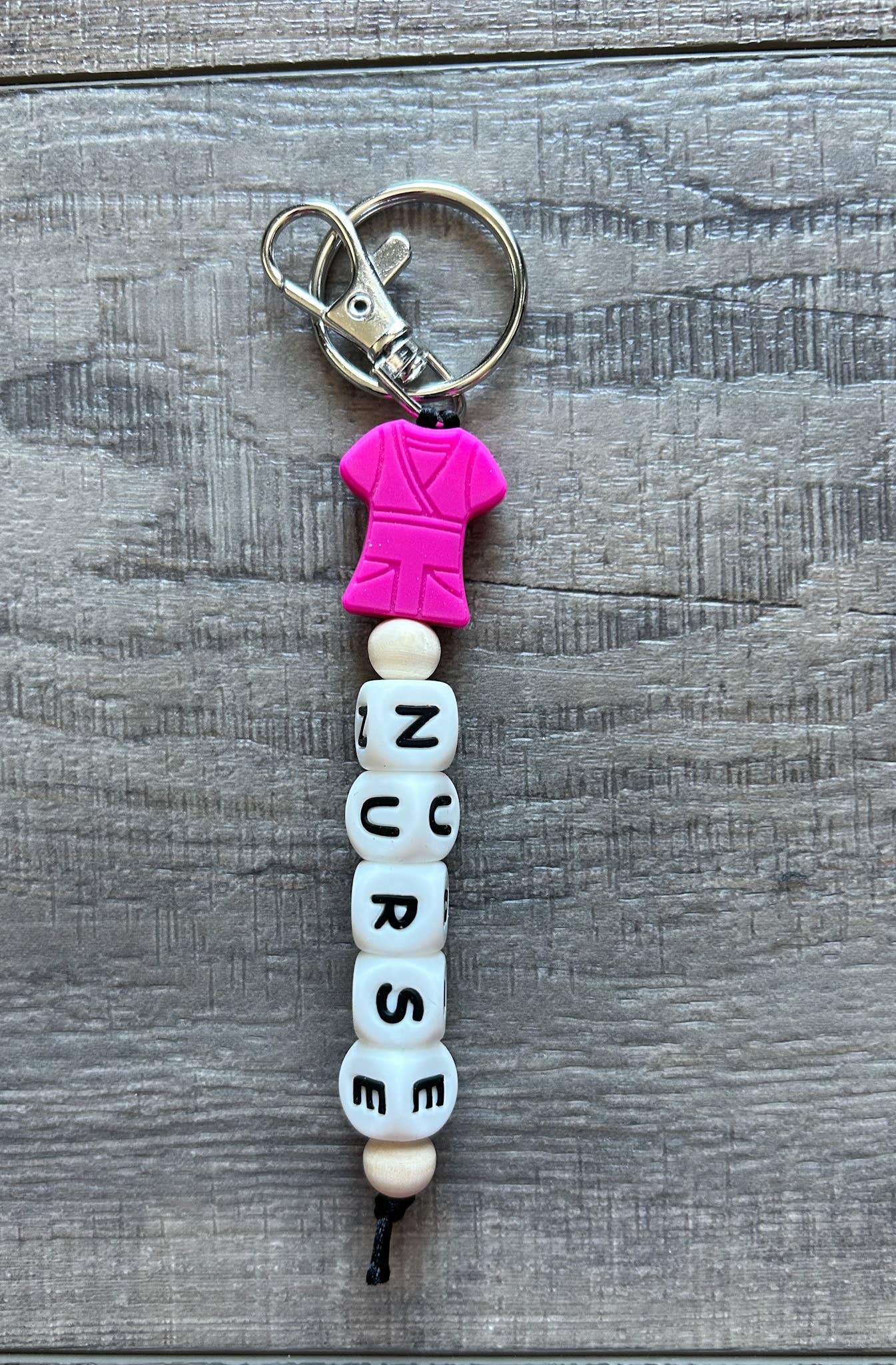 Nurse Scrubs Silicone Bead Keychain
