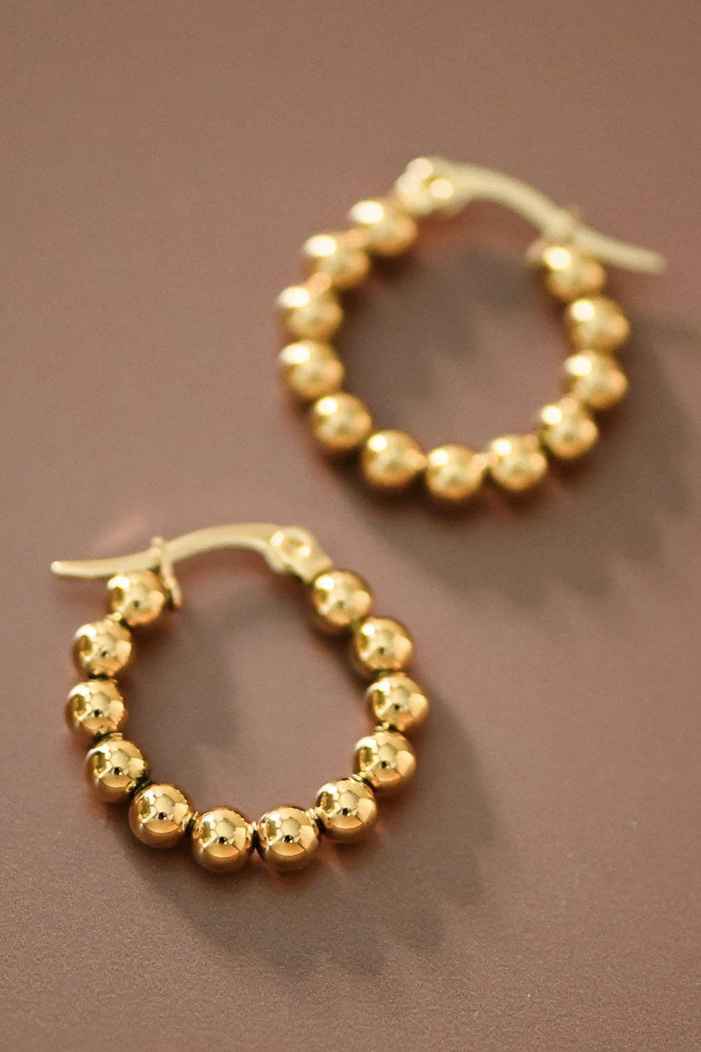 18K Gold Plated Waterproof Stainless Steel Hoop Earrings - 7538