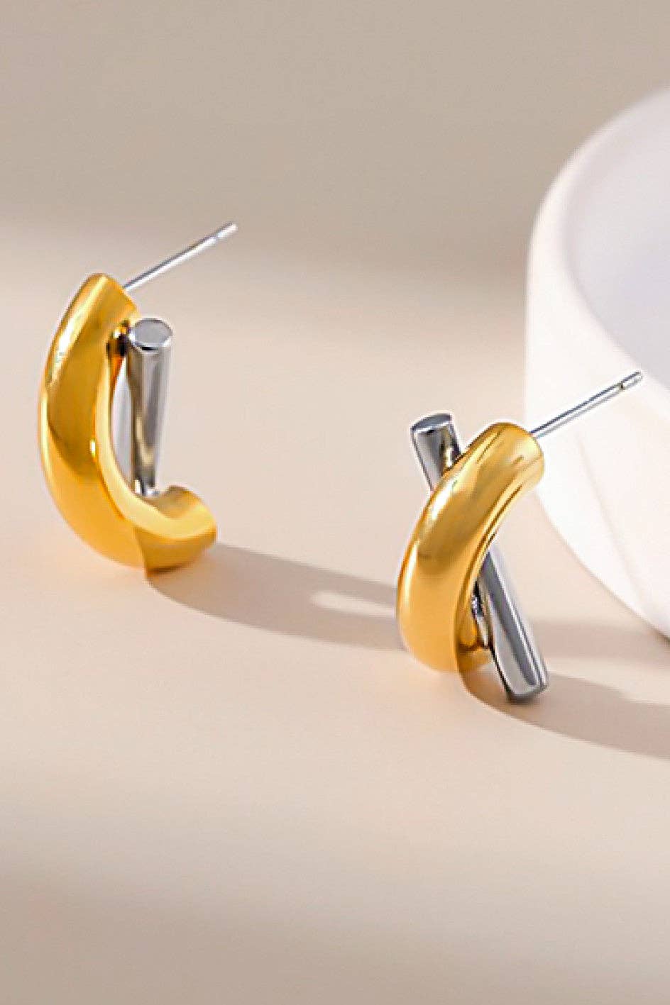 18K Gold PVD Plated Waterproof Stainless Steel Stud Earrings - 7215
