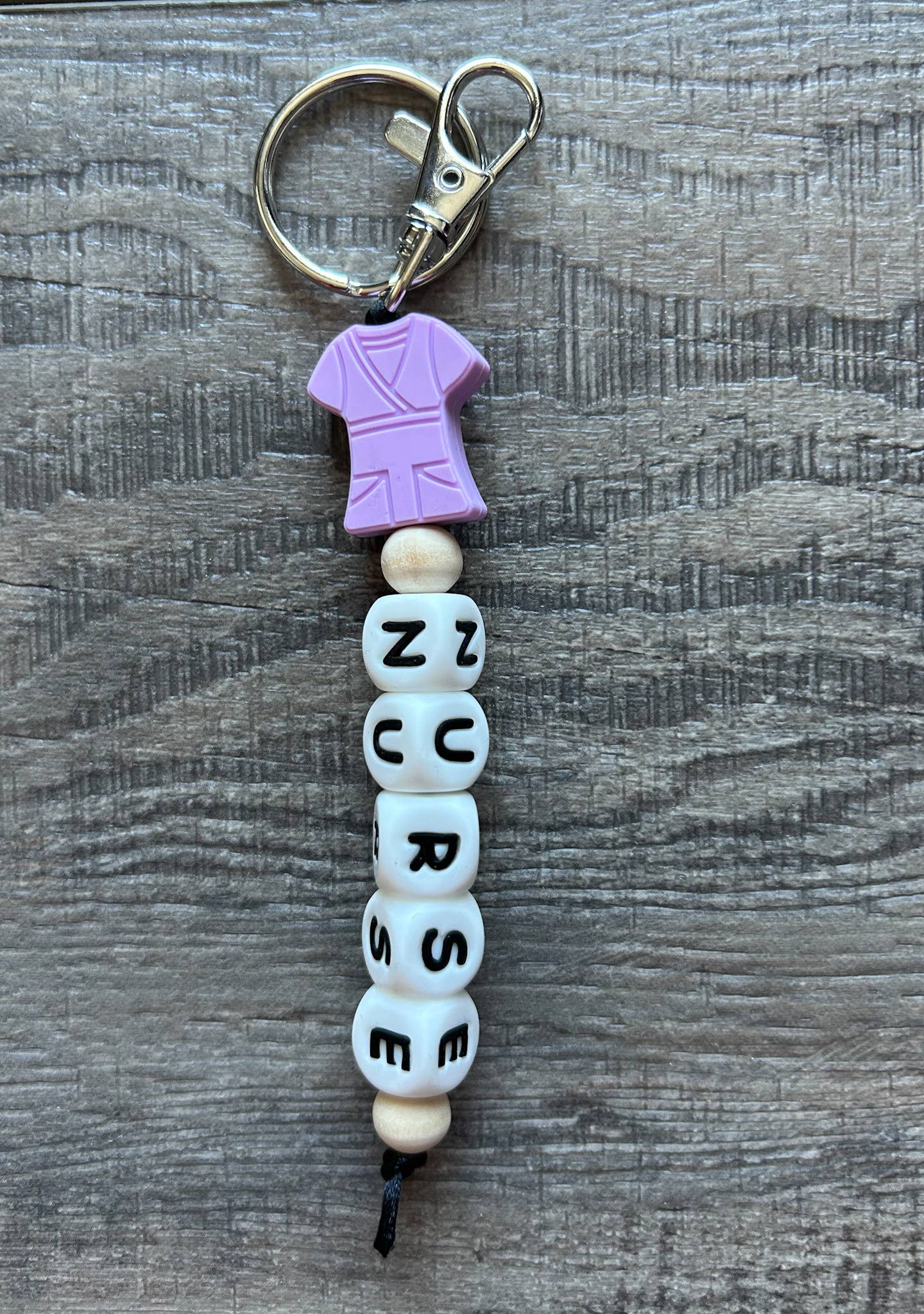 Nurse Scrubs Silicone Bead Keychain