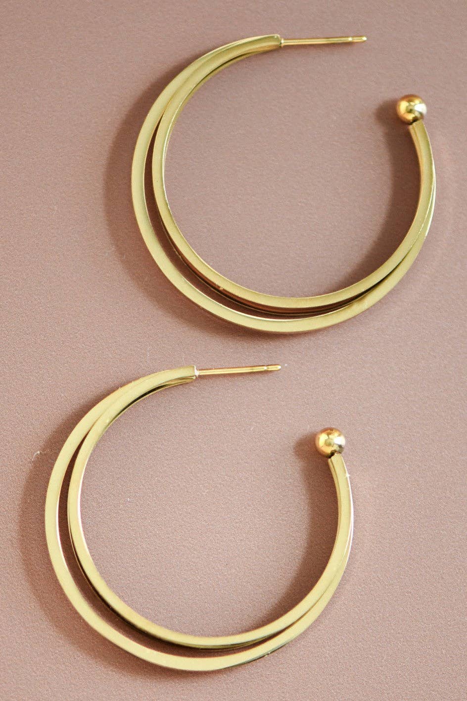 18K Gold PVD Plated Waterproof Stainless Steel Hoop Earrings - 7132