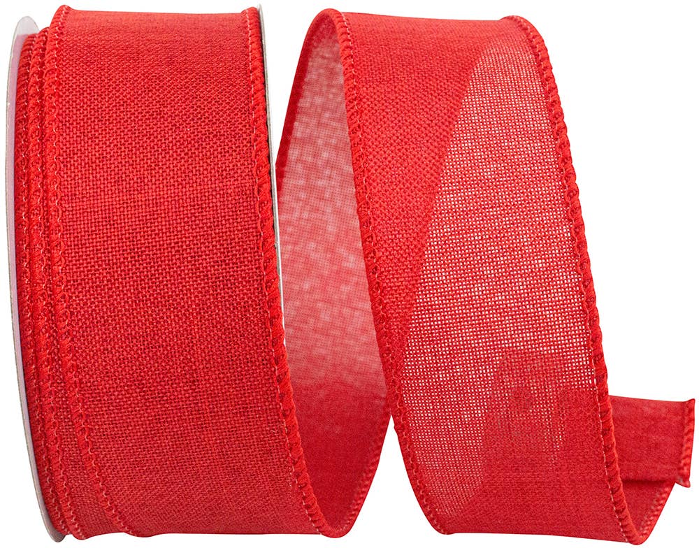 Everyday Linen Value Wired Edge, Red, 1-1/2 In, 10 Yards