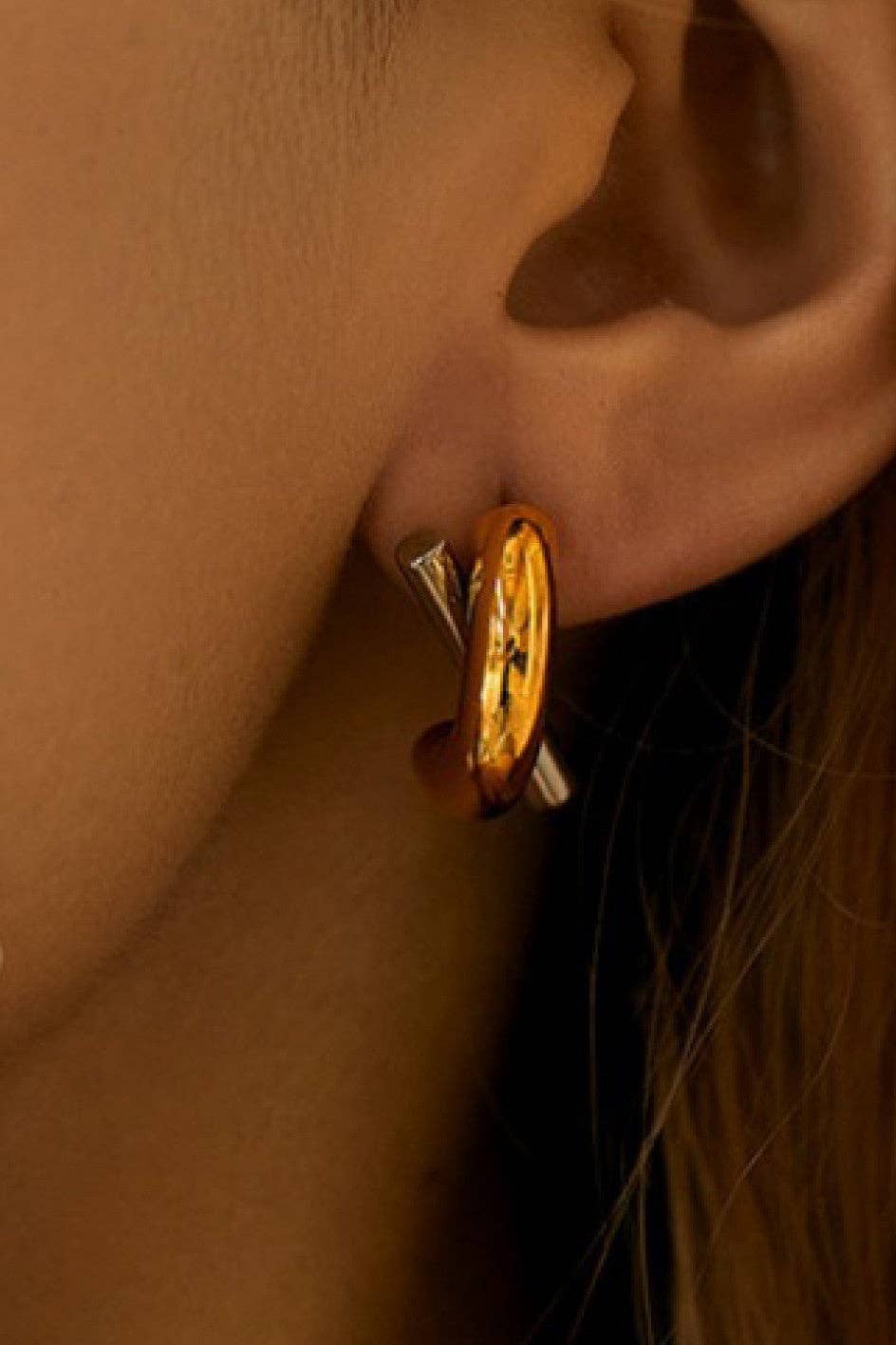 18K Gold PVD Plated Waterproof Stainless Steel Stud Earrings - 7215