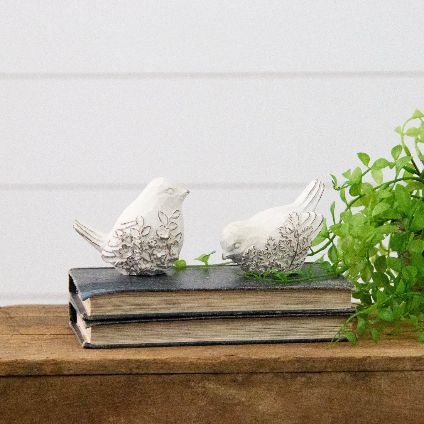 White Bird with Embossed Floral Design