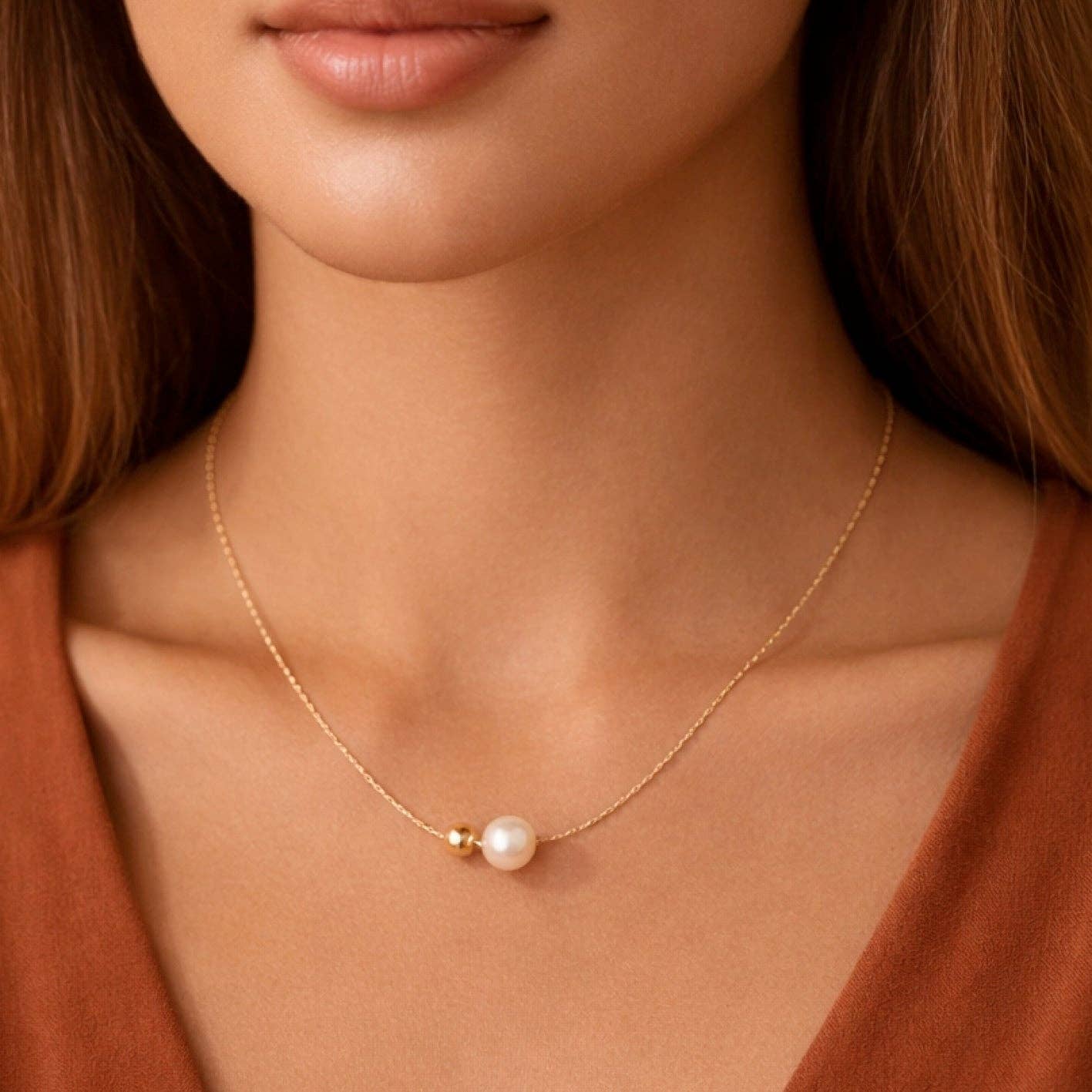 18K Gold Plated Waterproof Stainless Steel Chain Necklace - 7803