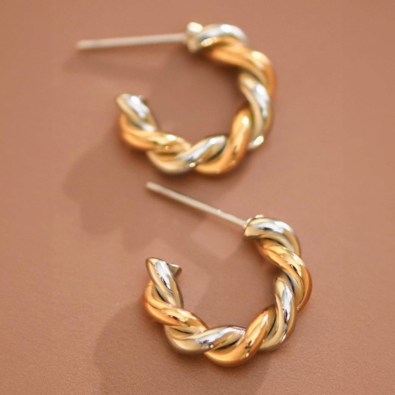 18K Gold PVD Plated Waterproof Stainless Steel Hoop Earrings - 7791