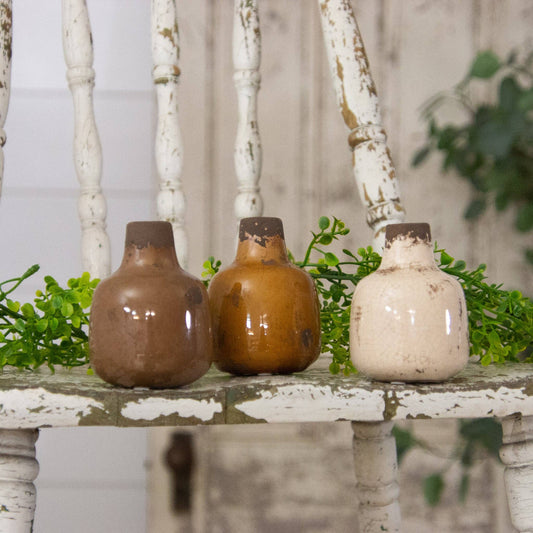 Mini Bud Vase - Brown, Mustard, and Cream