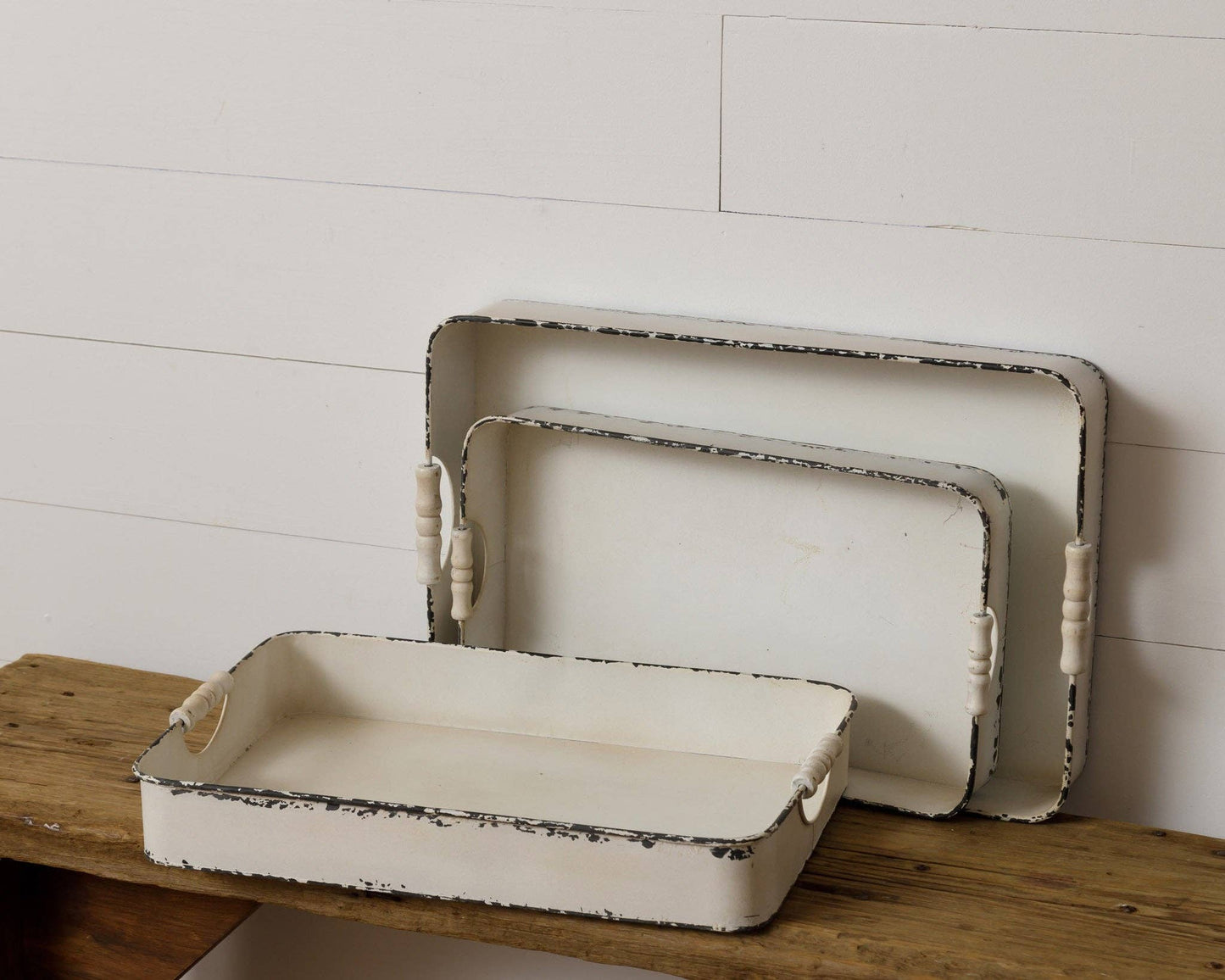 Distressed White Metal Tray