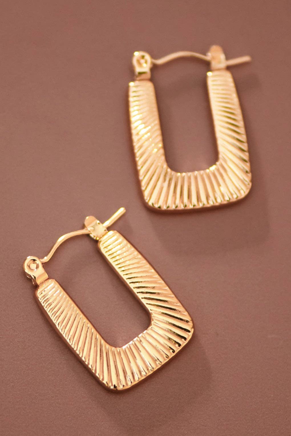 18K Gold Plated Waterproof Stainless Steel Hoop Earrings - 7660