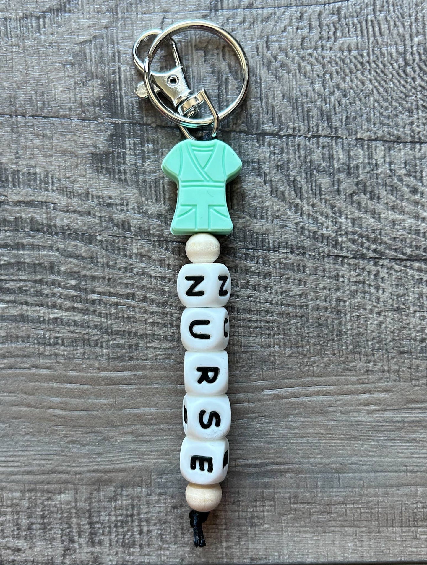 Nurse Scrubs Silicone Bead Keychain