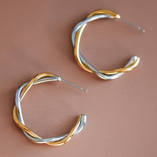 18K Gold PVD Plated Waterproof Stainless Steel Hoop Earrings - 7216