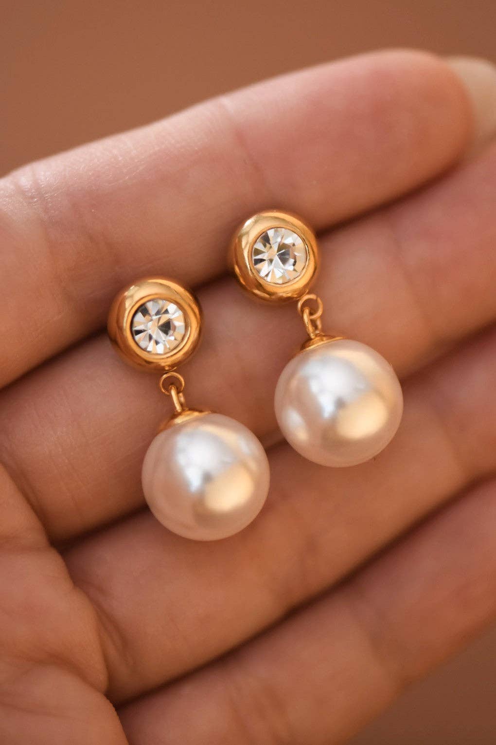 18K Gold PVD Plated Waterproof Stainless Steel Drop Earrings - 7774